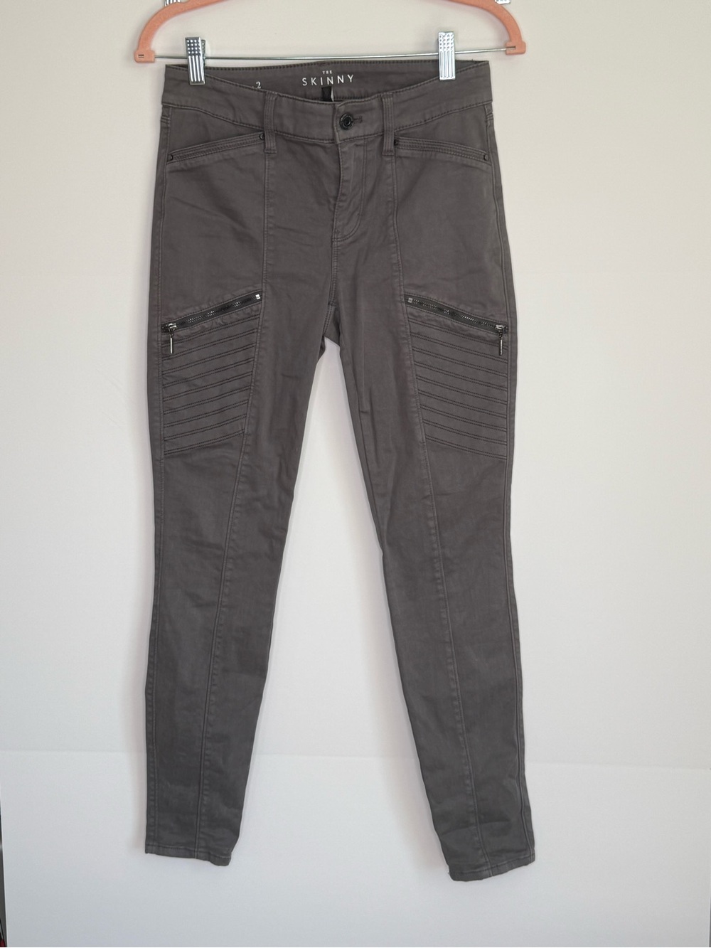 White House Black Market Skinny Moto-Style Jeans in Charcoal Gray